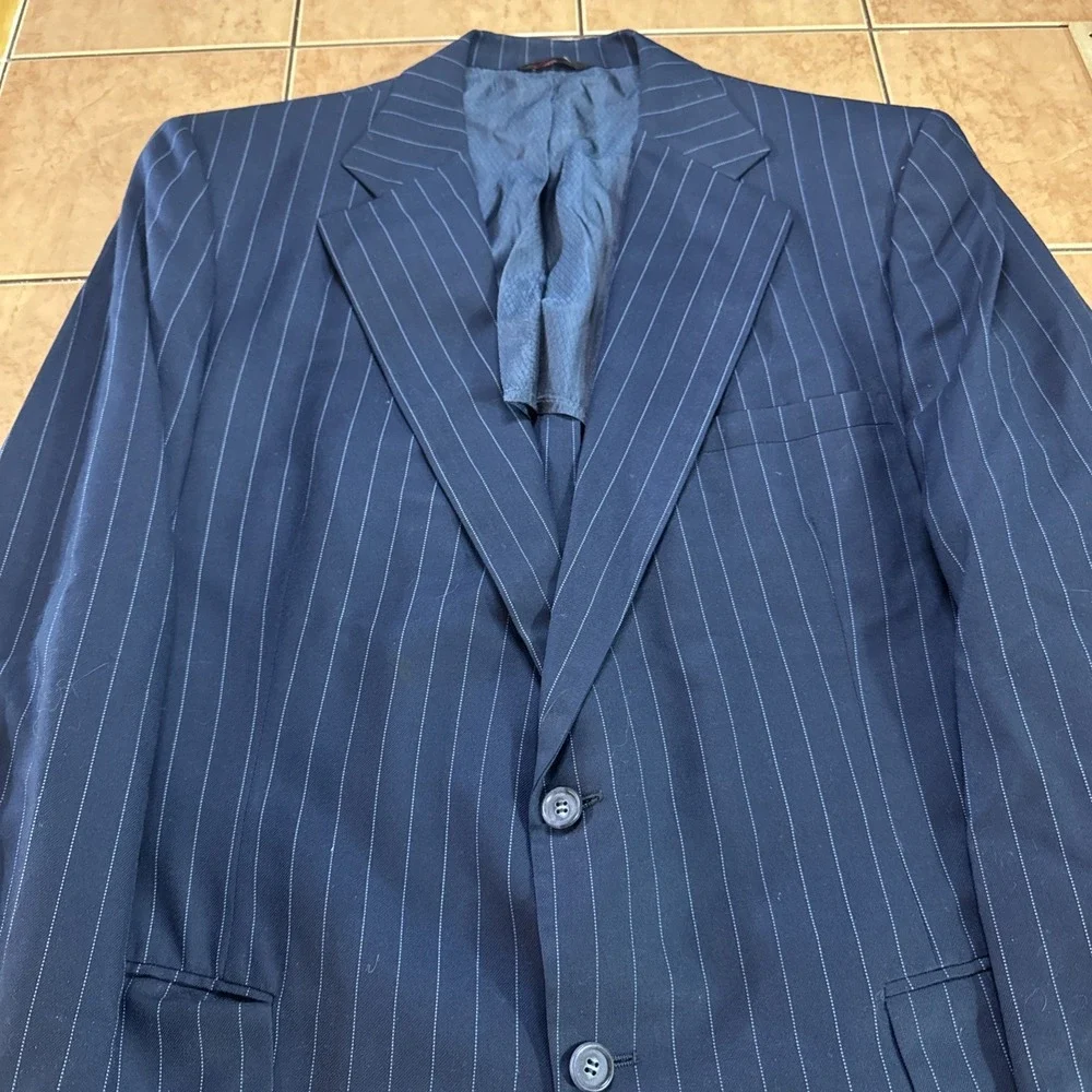Towncraft Plus Men's Suit Sz 44R Blue Pinstripe Pants‎ 42 x 30 USA Union Made